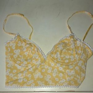 free people adorable yellow / white flower bra